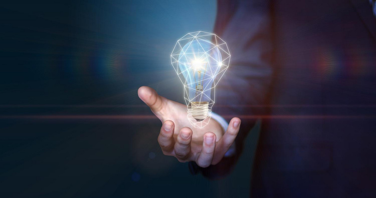 Lightbulb-hologram as symbol for an idea about digitization